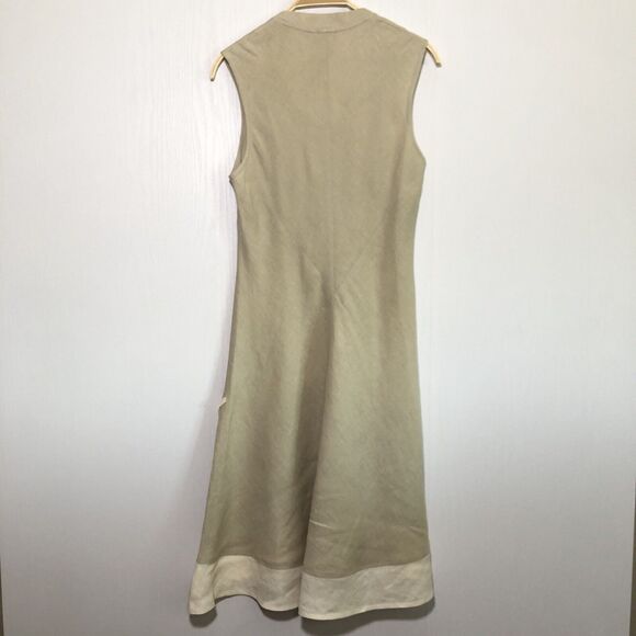 Natalie Lavalle Taller Linen Dress Womens 6 Tan Neutral  Tulip Hem Lagenlook - Picture 11 of 16